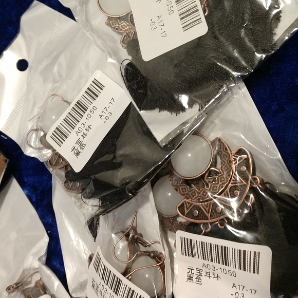 Moonstone Black Tassel 3.5" Fishhook Earring Boho Aztec Bold Lightweight - Picture 5 of 7